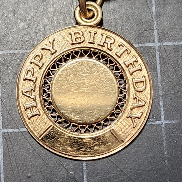 Vintage 12K Gold Filled Double Link Chain Bracelet w/Lamode Happy Birthday Charm - Picture 3 of 10